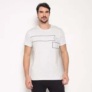 Camiseta Geométrica<BR>- Cinza Claro
