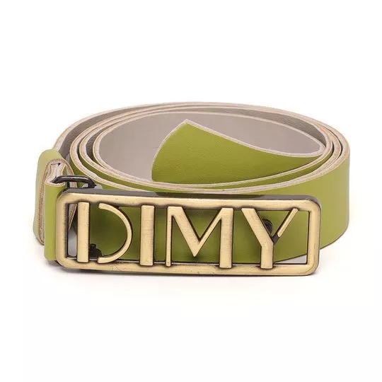 Cinto Com Fivela- Verde Claro & Dourado- Dimy