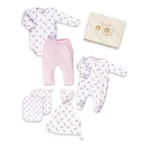 Conjunto De Body, Macacão & Calça Reta<BR>- Branco & Rosa Claro