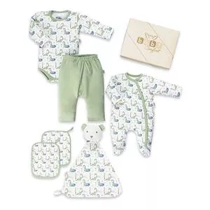 Conjunto De Body, Macacão & Calça Reta<BR>- Branco & Verde Claro