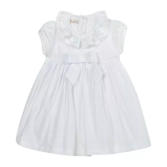 Vestido Com Laço- Branco- Roberta Magalhães Baby & Kids