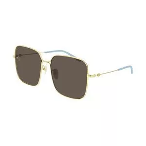 Óculos De Sol Quadrado<BR>- Dourado & Preto<BR>- Gucci