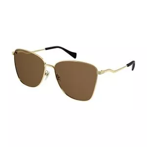 Óculos De Sol Quadrado<BR>- Dourado & Marrom Escuro<BR>- Gucci