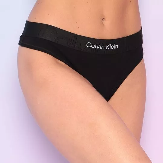 Calcinha Fio Dental- Preta- Calvin Klein