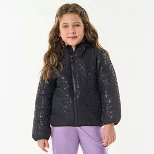 Jaqueta Puffer Animal Print<BR>- Preta<BR>- Trick Nick