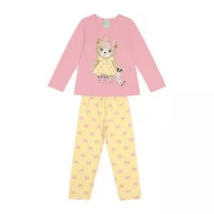 Pijama Ursinho<BR>- Rosa Claro & Amarelo