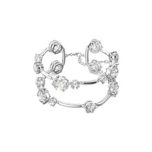 Bracelete Banhado A Ródio<BR>- Cristal & Cinza<BR>- 19,5cm