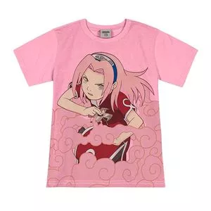 Camiseta Naruto®<BR>- Rosa & Vermelha