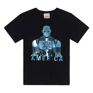 Camiseta Captain América<BR>- Preta & Azul