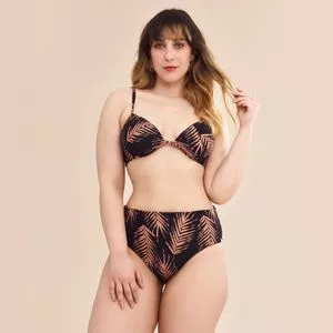 Biquíni Top Com Hot Pant<BR>- Preto & Marrom Claro<BR>- Suntime