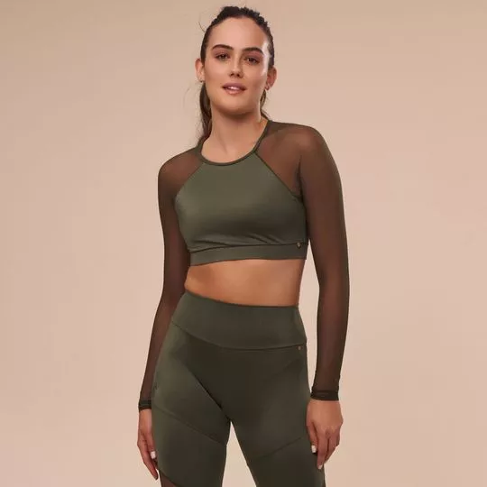 Top Com Tule- Verde Militar- Suntime