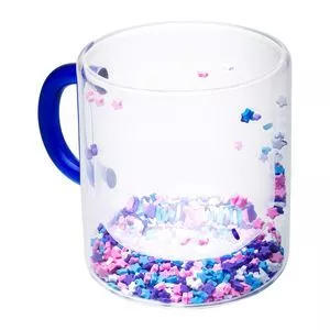 Caneca Em Relevo<BR>- Incolor & Azul<BR>- 300ml<BR>- Lyor