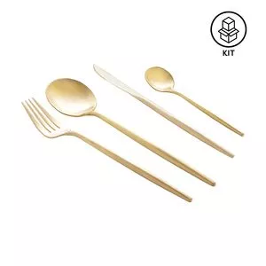 Faqueiro Kyoto<BR>- Inox & Dourado<BR>- 24Pçs<BR>- Wolff