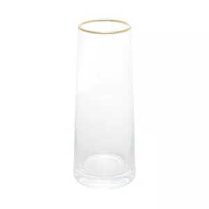 Vaso Liz<BR>- Incolor & Dourado<BR>- 22xØ9x9cm<BR>- Wolff