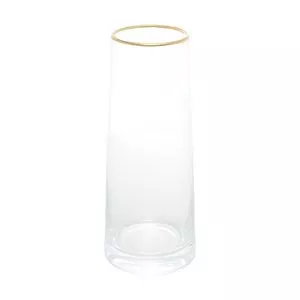 Vaso Liz<BR>- Incolor & Dourado<BR>- 27xØ11cm<BR>- Wolff