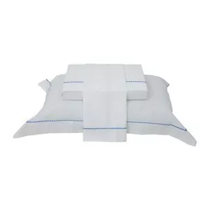 Jogo De Cama Hotel Com Bordado Casal<BR>- Branco & Azul<BR>- 4Pçs<BR>- 200 Fios