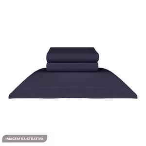 Jogo De Cama Day By Day King Size<BR>- Azul Marinho<BR>- 4Pçs<BR>- Naturalle