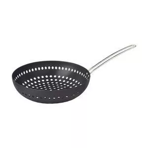 Grelha Wok Para Churrasqueira<BR>- Preta & Prateada<BR>- 13,5xØ26cm