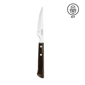 Jogo De Facas Para Churrasco Polywood<BR>- Inox & Marrom Escuro<BR>- 6Pçs<BR>- Tramontina