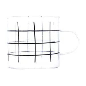 Caneca Resistente Ao Calor Abstrata<BR>- Incolor & Preta<BR>- 6x8,5x8cm<BR>- Lyor