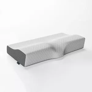 Travesseiro Cervical Nasa Coluna Relax<BR>- Branco & Cinza<BR>- 11x60x35cm