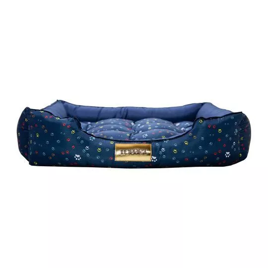 Cama Retangular Patinhas- Azul Escuro & Azul- 20x70x70cm- Luppet