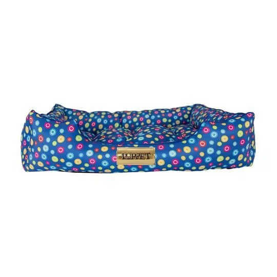 Cama Retangular Bolinhas- Azul & Amarela- 17x70x60cm- Luppet