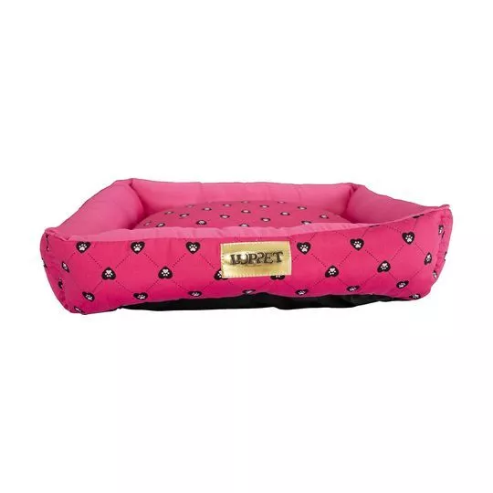 Cama Retangular Patinhas- Pink & Preta- 17x60x50cm- Luppet