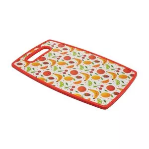 Tábua Para Corte Frutas<BR>- Branca & Vermelha<BR>- 20x30cm<BR>- Lyor