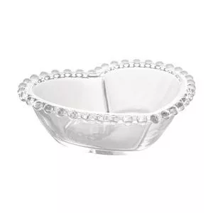 Saladeira Coração Pearl<BR>- Cristal<BR>- 6x21x18cm<BR>- Wolff