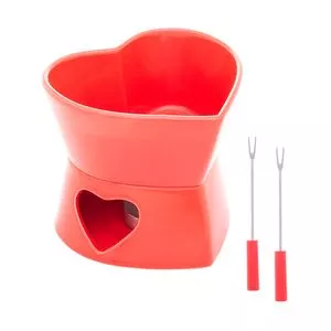 Aparelho Para Fondue Coração<BR>- Vermelho<BR>- 4Pçs<BR>- 400ml<BR>- Wolff