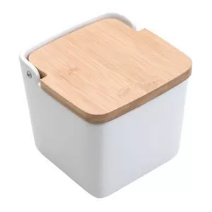 Saleiro De Mesa Bianco<BR>- Branco & Bege<BR>- 12x12x12cm<BR>- Lyor