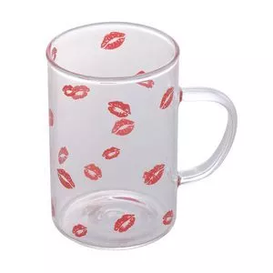 Caneca Resiste Ao Calor Kiss<BR>- Incolor & Vermelha<BR>- 280ml<BR>- Lyor