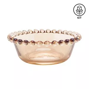 Jogo De Bowls Pearl<BR>- Cristal & Âmbar<BR>- 4Pçs<BR>- 160ml<BR>- Wolff