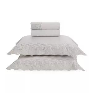 Jogo De Cama Sentiero Casal<BR>- Branco<BR>- 4Pçs<BR>- Trussardi