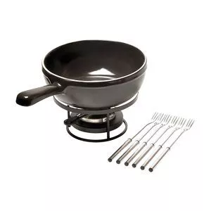 Jogo De Fondue Para Queijo<BR>- Inox & Preto<BR>- 9Pçs<BR>- Bialetti