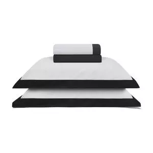 Jogo De Cama Refinatta Plus Queen Size<BR>- Preto & Branco<BR>- 4Pçs<BR>- 230 Fios