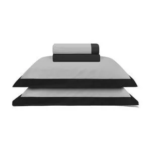 Jogo De Cama Refinatta Plus Queen Size<BR>- Preto & Cinza<BR>- 4Pçs<BR>- 230 Fios<BR>- Buettner