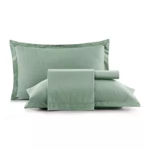 Jogo De Cama Acetinado UW Art Casal<BR>- Verde Claro<BR>- 4Pçs