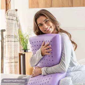 Travesseiro Zen Sleep French Lavanda<BR> - Lilás<BR> - 13x60x40cm<BR> - 230 Fios<BR> - Zen Sleep