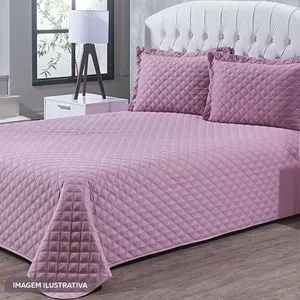 Conjunto De Colcha Ultrassônica Sicilia King Size<BR>- Rosa<BR>- 3Pçs