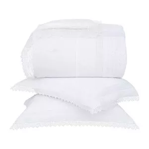 Conjunto De Colcha Bianc Extra King Size<BR>- Branco<BR>- 3Pçs<BR>- 300 Fios<BR>- Buddemeyer