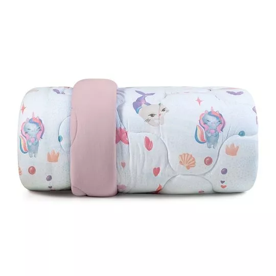 Edredom Mundo Kids Solteiro- Off White & Rosa- 170x240cm- Altenburg