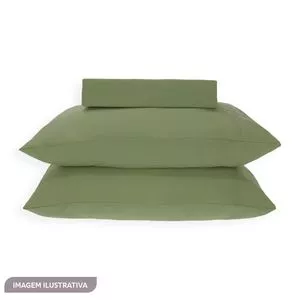 Jogo De Cama Simples King Size<BR>- Verde Militar<BR>- 3Pçs