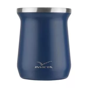 Cuia Térmica Invicta®<BR>- Inox & Azul Escuro<BR>- 250ml<BR>- Invicta