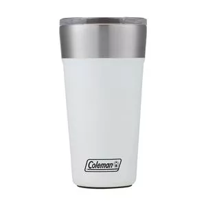 Copo Térmico Com Tampa<BR>- Inox & Branco<BR>- 600ml<BR>- Coleman