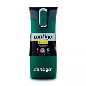 Garrafa Térmica West Loop<BR>- Inox & Verde Escuro<BR>- 473ml<BR>- Contigo