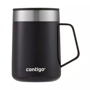 Caneca Térmica Street<BR>- Inox & Preta<BR>- 414ml<BR>- Contigo