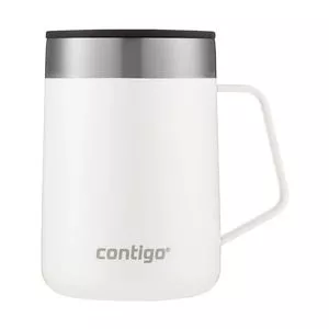 Caneca Térmica Street<BR>- Inox & Branca<BR>- 414ml<BR>- Contigo