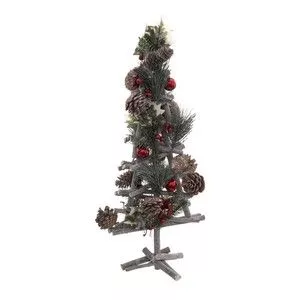 Árvore De Natal Decorativa<BR>- Cinza & Verde<BR>- 55x23x14cm